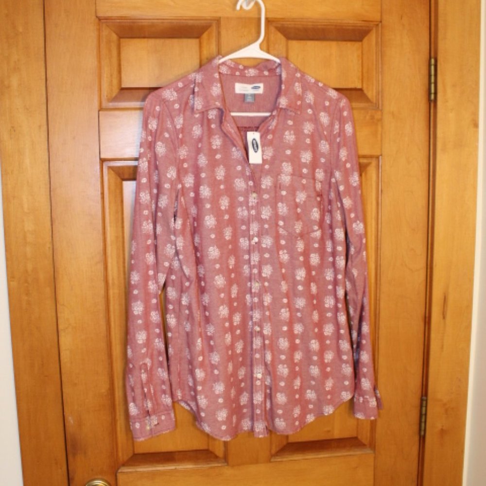 Old Navy Button Down Shirt - 100% Cotton Women Size Medium/Tall